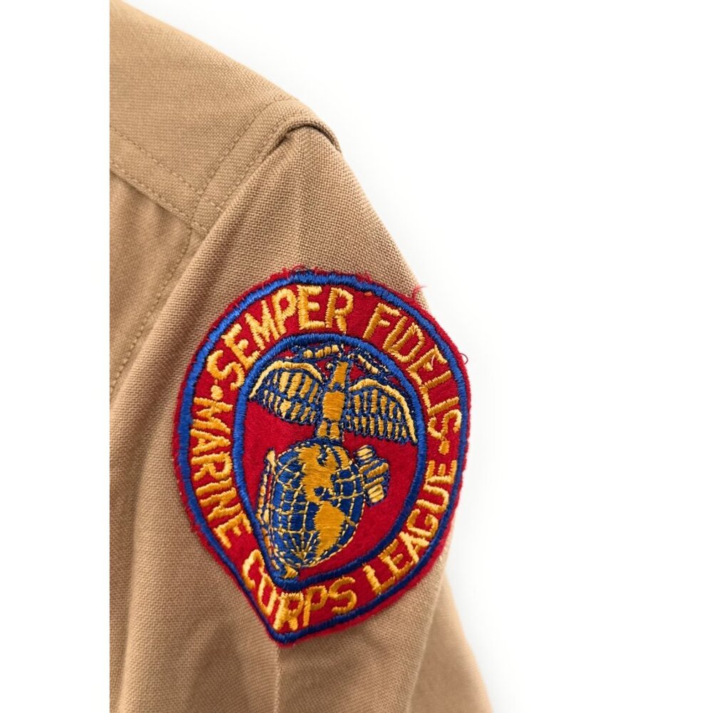USMC Shirt 15 x 31 Marine Khaki M-1 Tropical Worsted League Patch - Picture 4 of 5